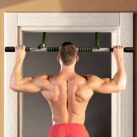 HOMCOM Doorway Pull up Bar, Door Frame Chin up Push up Bar for Home Gym Upper Body Workout, No Drilling or Screws, Green(m-2)