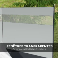 Outsunny Paravent brise-vent de camping portable pliable avec sac de transport et poteaux en acier dim. 440 cm x 140 cm gris clair(m-6)