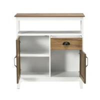 HOMCOM Dulap de bucătărie rustic cu dulapuri și sertar, 76,6x 35x 81,5cm, alb și maro(m-15)