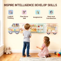 AIYAPLAY Wooden Busy Board, 5 in 1 Activity Wall Panels for Kids 3+ Years, for Daycare, Playroom, Home(m-6)