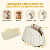 PawHut Asiento de Coche para Perros Pequeños de hasta 5 kg con Cinturón de Seguridad Base Antideslizante y Funda Extraíble(m-3)