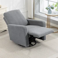 HOMCOM Sillón Relax Reclinable Manual hasta 135º con Reposabrazos Reposapiés Acolchado Grueso y Función de Balanceo 360° Gris(m-8)