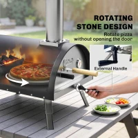 Outsunny Outdoor Pizza Oven Foldable Legs Pellet Wood Fired Pizza Maker w/ 12" Rotating Stone and Peel(m-5)