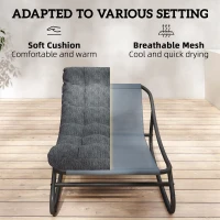 Outsunny Fotel bujany z szerokim siedziskiem z siatki i grubą poduszką, 101 x 66 x 63 cm, szary(m-5)