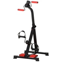 HOMCOM Pedaltrainer für Senioren Höhen- und Längenverstellbar Mini Heimtrainer mit Griff LCD Display Befestigungsband(m-1)