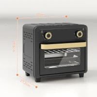 HOMCOM Minibackofen mit Umluft, Heißluftfritteuse, Timer, Innenbeleuchtung, 10L, Schwarz(m-3)