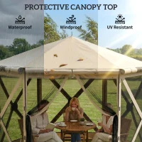 Outsunny 3 m x 2,6 m sześciokątny pawilon z 6 ściankami i torbą, wodoodporny, odporny na promienie UV, namiot imprezowy(m-6)