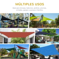 Outsunny Toldo Vela Rectangular 4x3 m Vela de Sombra para Jardín Patio Terraza HDPE Anti UV y Transpirable Color Arena(m-8)