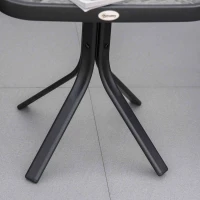 Outsunny 3 Pieces Garden Gliding Chair Set, Metal Frame 2 Single Armchair Swing Seater and 1 Glass Top Coffee Table w/ Breath Mesh Fabric Seat, Black(m-13)