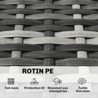 Outsunny Bain de soleil rond, lit de jardin extérieur modulable 3 PSC en résine tressée avec auvent rétractable, gris clair(m-5)