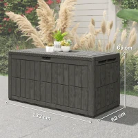 Outsunny 440L Garden Storage Box, Waterproof & UV Resistant Resin Deck Box with Lockable Lid, Pneumatic Gas Rods, Side Handles(m-3)