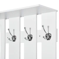 HOMCOM Mobila de Hol Moderna Garderoba Set Cuier, Oglinda si Dulap Pantofi 3 in 1, in Lemn Alb(m-13)