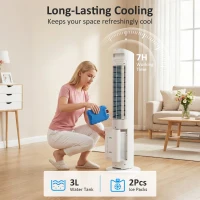 HOMCOM Tragbarer 3-in-1 Turm-Luftkühler mit 3-Liter-Wassertank, 3 Geschwindigkeiten und 3 Modi, Weiß(m-5)