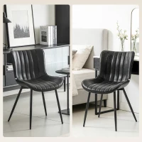 HOMCOM Conjunto de 2 Cadeiras de Sala de Jantar com Design Moderno e Capitonê para Sala Sala de Jantar Quarto Preto(m-5)