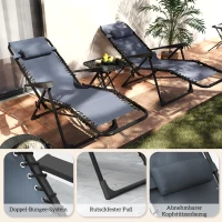 Outsunny Sonnenliege 2er Set klappbar Zero Gravity Liegestuhl mit Kopfstützen Beistelltisch inklusive 2 Getränkehalter(m-8)