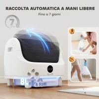 PawHut Lettiera per Gatti Autopulente con Design Aperto, Sensori di Sicurezza e Deodorante, Bianco(m-5)