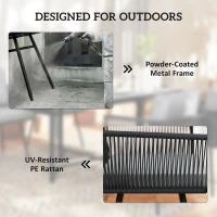 Outsunny 5 Piece Garden Furniture Set, Garden Dining Set with Wood-Plastic Table and 4 Armchairs, Light Grey(m-8)