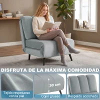 HOMCOM Sillón Cama Individual 3 en 1 Sofá Cama Plegable con Respaldo Ajustable y Cojín Grueso para Salón 72x88x87 cm Gris(m-6)