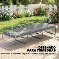 Outsunny Cojín para Banco Exterior con Correas de Sujeción Protección UV50+ Rebote Lento Interior Exterior 198x65x13 cm Gris(m-4)