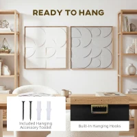 HOMCOM Zestaw 2 Dekoracji Ściennych 3D, Geometria, Nowoczesna, dla Salonu, Przedpokoju, 80 x 3,5 x 80 cm, Biała(m-5)