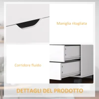 HOMCOM Mobile Laterale con 5 Cassetti, Armadietto con Ripiano Regolabile, Mobiletto da Ufficio su Ruote, Supporto per Stampante per Ufficio Domestico, Bianco(m-6)