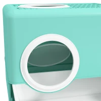 PawHut Lettiera per Gatti con Coperchio e Paletta, Doppio Ingresso e Vassoio Estraibile, 52x41x38.5 cm, Verde(m-8)