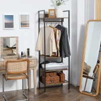 HOMCOM Penderie portemanteau avec 4 étagères et 1 tringle style industriel en métal noir 60 x 40 x 180 cm(m-9)