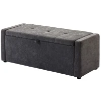 HOMCOM Banc de rangement, bout de lit, repose-pieds rembourré en lin avec assise large, 122 x 48 x 44 cm, gris foncé(m-1)