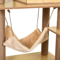 PawHut Albero Tiragraffi per Gatti con Casetta, 2 Lettini, Amaca e Pallina, in Legno, Poliestere e Sisal, 60x40x130 cm(m-9)