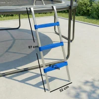 SPORTNOW Trampoline Ladder, 3-Steps with Horizontal Wide Steps, Universal Hook, Galvanised Steel Frame, 150kg Load Capacity(m-3)