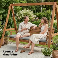 Outsunny Almofadão para Banco Exterior com Alças de Fixação Proteção UV50+ Recuperação Lenta Interior Exterior 198x65x13 cm Cinza(m-9)