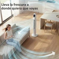 HOMCOM Ventilador de Torre con Control Remoto 3 Velocidades 3 Modos Temporizador 24H Oscilación 70° Pantalla LED Blanco(m-7)