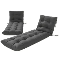 Outsunny Set de 2 perne pentru șezlonguri 180x55 cm Perne groase pentru scaune de grădină UPF30+ cu 4 curele Gri închis(m-6)