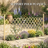 Outsunny Barriere Extensible en Bois de Sapin 180 cm, Base stable, pour Intérieur Extérieur Balcon Jardin, 180x30x90cm, Naturel(m-7)