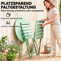Outsunny 3-teiliges Garten Bistro Set Klappbar Bistrotisch mit 2 Stühlen Lamellen-Sitz Doppelt X-Beine Grün(m-6)