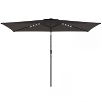 Outsunny 3 x 2 m Garden Parasol Umbrella with LED Solar Light, Parasol Cover, Outdoor Market Patio Umbrella, Black(m-11)