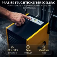 DURHAND Gewerbe-Luftentfeuchter 70L/Tag mit Rädern und Griff, kontinuierlicher Ablaufschlauch, 24-Stunden-Timer, 5,5L Tank, Gelb(m-6)