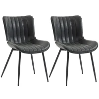 HOMCOM Conjunto de 2 Cadeiras de Sala de Jantar com Design Moderno e Capitonê para Sala Sala de Jantar Quarto Preto(m-1)