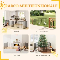 PawHut Box per Cani a 8 Pannelli Modulabili da Interno ed Esterno con 9 Picchetti, in Acciaio, 164x164x80 cm, Nero(m-4)