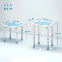 HOMCOM Shower Chair, Adjustable Height Shower Stool with Aluminium Frame and Non-Slip Feet, Bathtub Stool Seat with Padded Seat for Elderly Disabled Handicap, Turquoise(m-3)