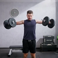 HOMCOM Zestaw hantli 30 kg, 8 x 5 kg i 4 x 1,5 kg z plastikową powłoką, czarny(m-8)