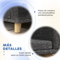PawHut Sofá para Perros Grandes Cama Elevada para Perros con Cojín Lavable y Patas de Madera Carga 30 kg 98x67x25cm Gris Oscuro(m-6)