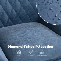 HOMCOM Set of Two Faux Leather Retro Bar Stools - Dark Blue(m-6)