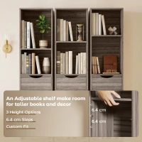 HOMCOM Bookcase with Drawers Adjustable Shelf Bookshelf with 2 Drawers and Cabinet 158 cm Grey(m-6)