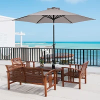Outsunny Parasol de jardin Parasol droit Ø 2,7 m lumineux hexagonal inclinable parasol LED solaire métal polyester haute densité gris(m-10)