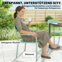 Outsunny Gartenstühle 2er Set Stapelbare Terrassenstühle mit Lamelldesign Armlehnen 56 x 58 x 78 cm Grün(m-6)