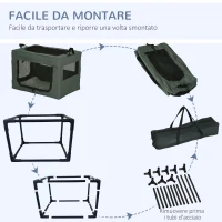 PawHut Trasportino per Cani Mini e Gatti con Cuscino, Sacca di Trasporto e Porte a Rete, 60x42x42 cm, Grigio(m-7)
