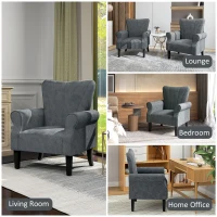 HOMCOM Upholstered Accent Chair with Rolled Arms and Wood Legs, Armchair for Living Room Bedroom, Grey(m-6)