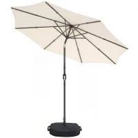 Outsunny 2.7 m Garden Parasol Umbrella with Cross Base and Sandbag, Retractable Ribs, Outdoor Table Market Umbrella, Cream White(m-10)