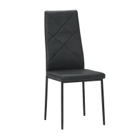 HOMCOM Set de 4 scaune de sufragerie cu spatar inalt, moderne din piele artificiala si otel, 41x50x97cm, negru(m-15)